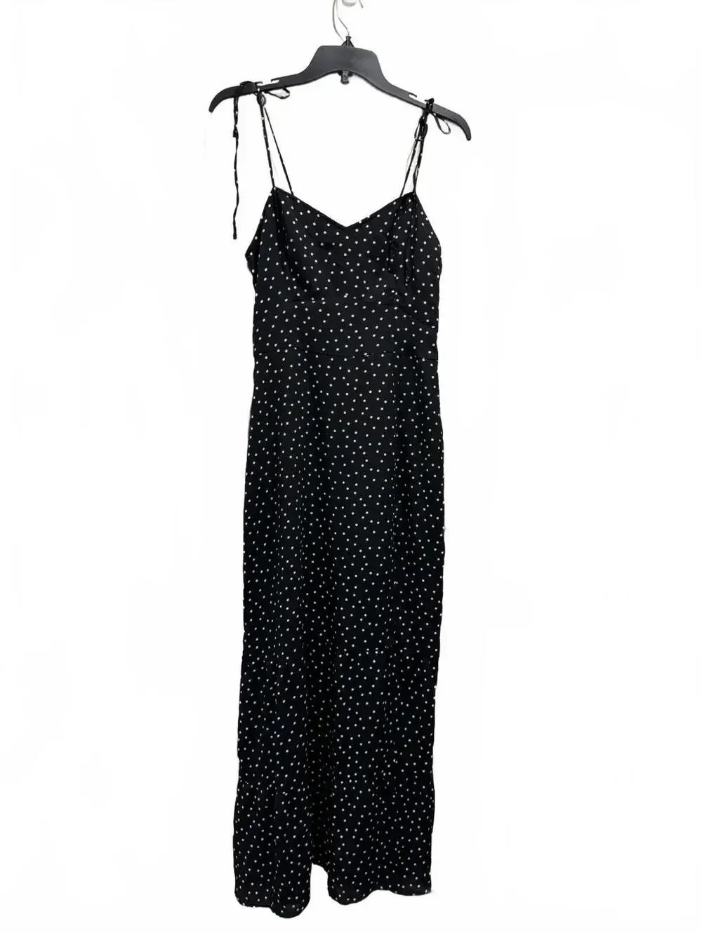 Abercrombie & Fitch Polka Dot Tie-Strap Maxi Dress Black & White Small